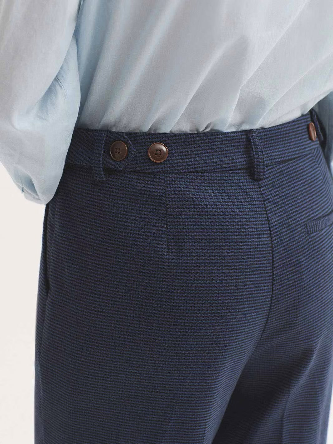 Houndstooth brushed trousers Blue