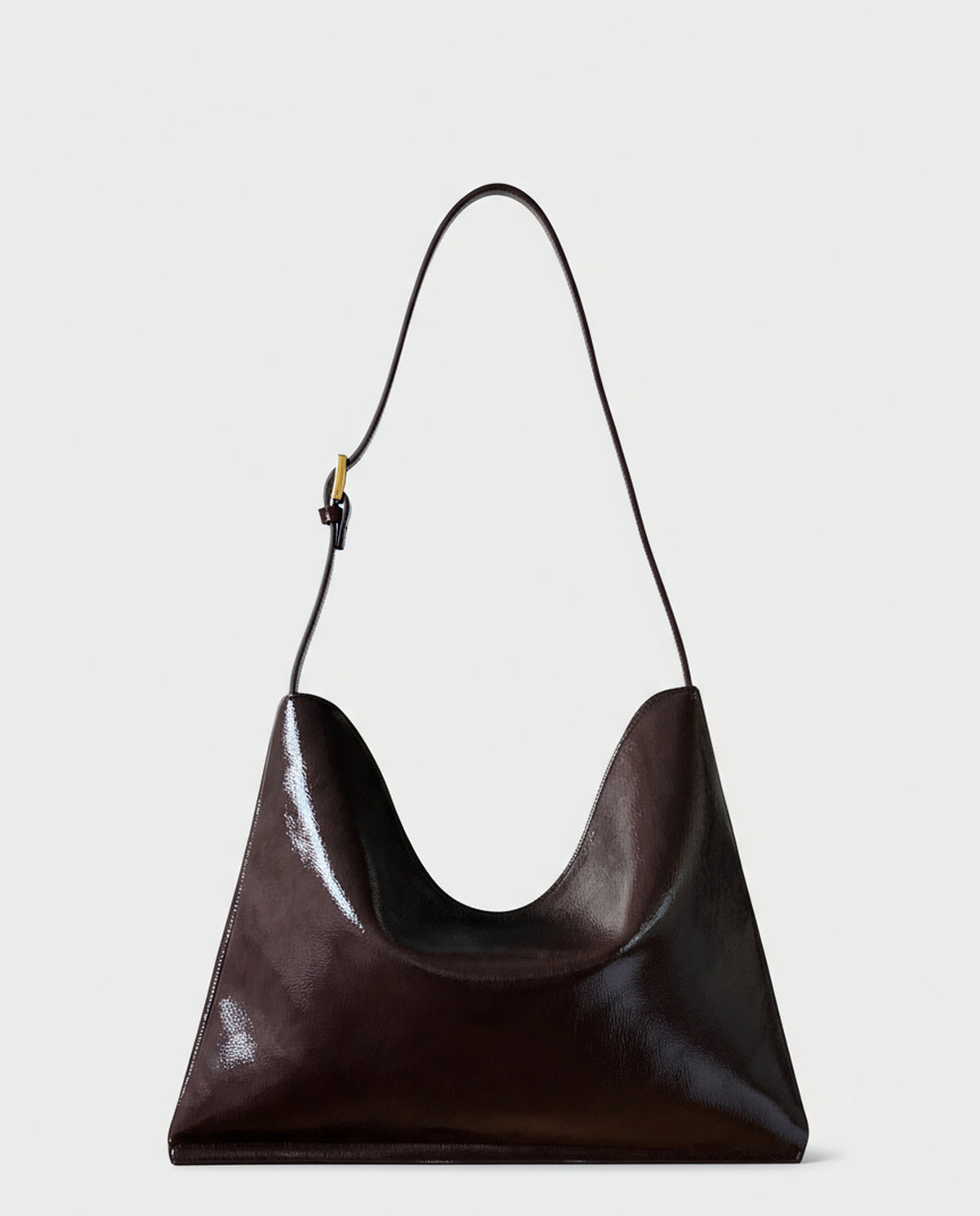 Patent shoulder bag Chocolate