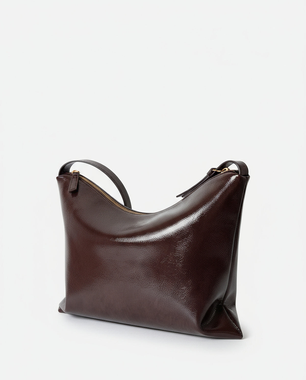 Patent shoulder bag Chocolate