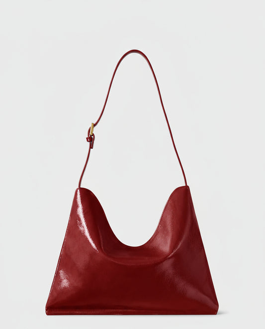 Patent shoulder bag Red