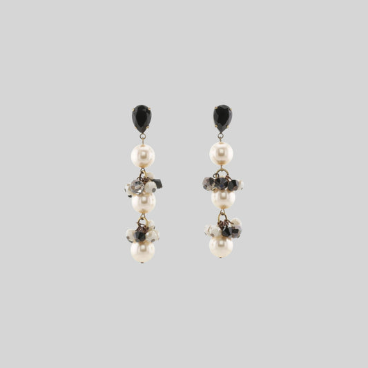 Long pearl earrings Black