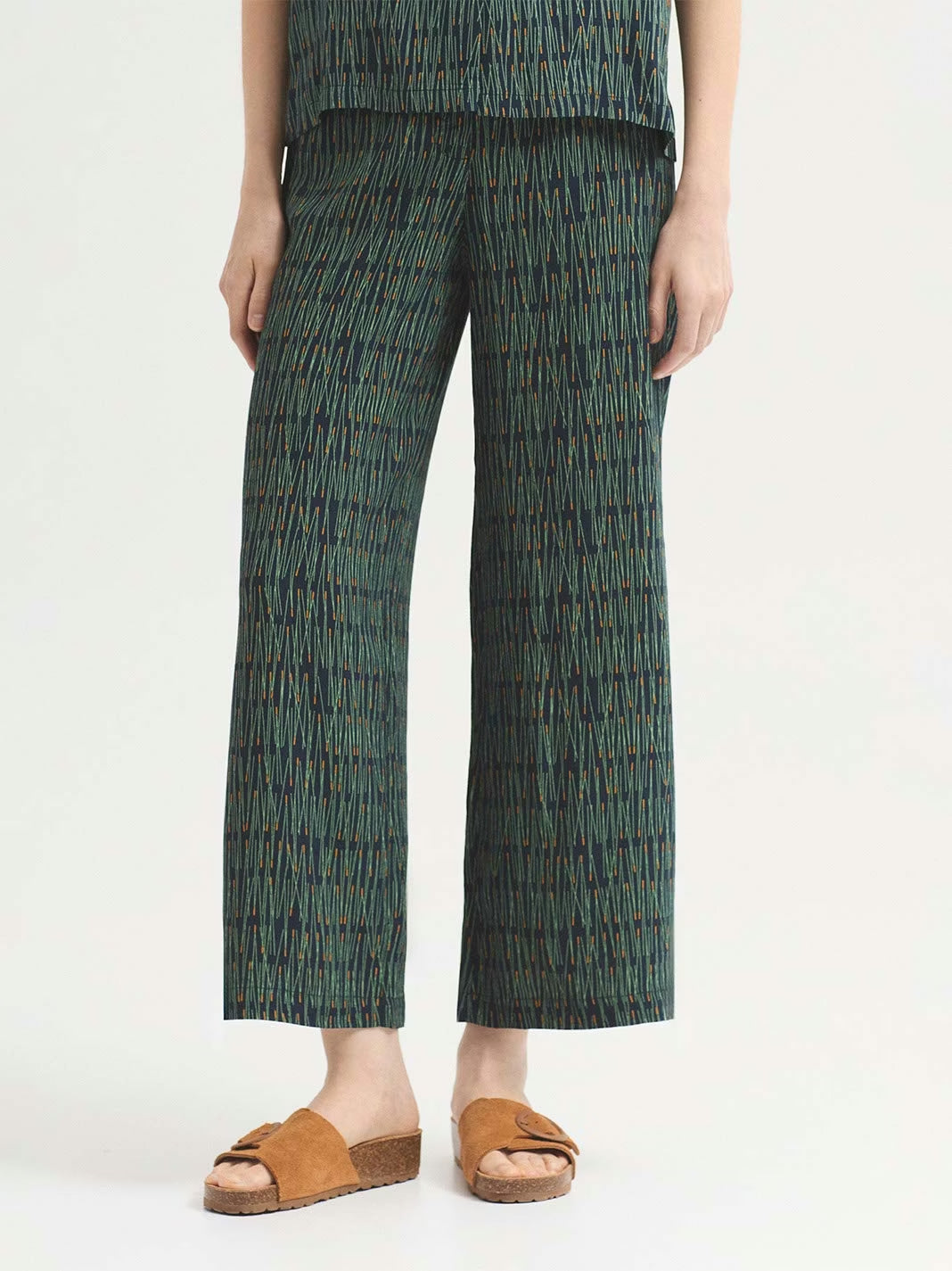 Pine Needles print trousers Navy
