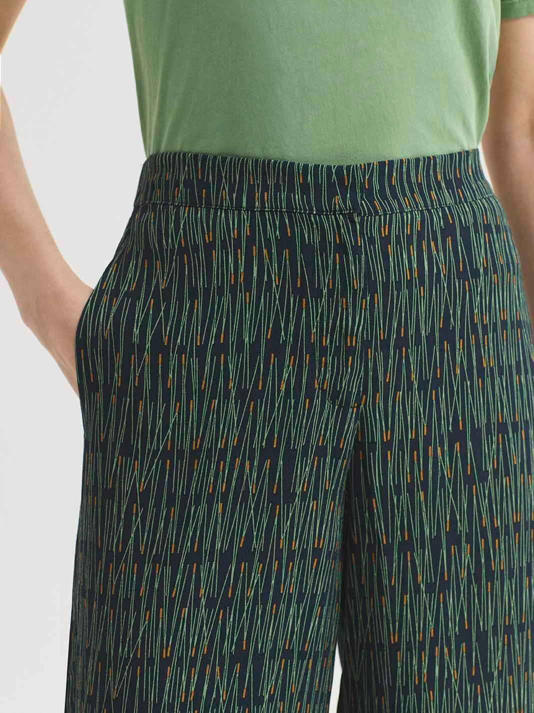 Pine Needles print trousers Navy