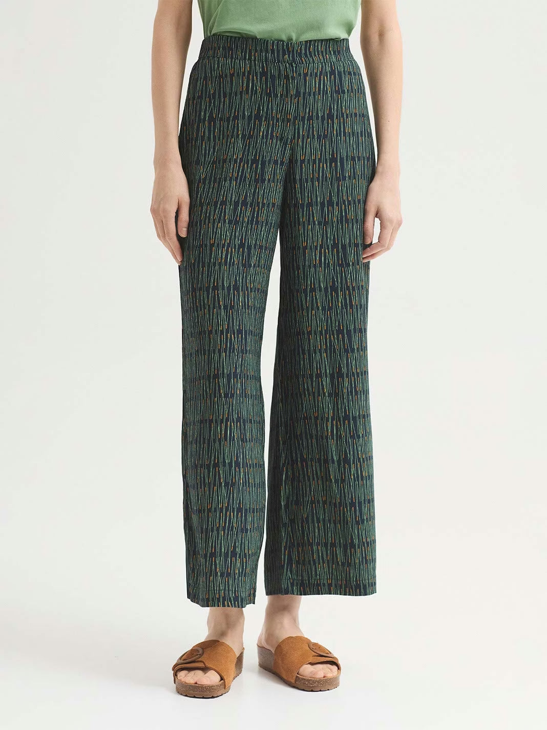Pine Needles print trousers Navy