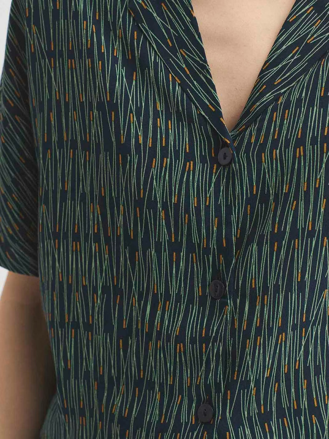 Pine Needles print shirt Navy