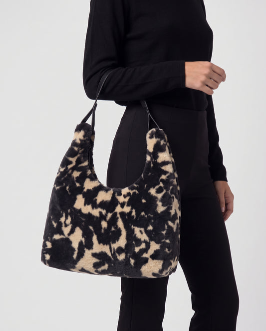 Printed fur bag Black