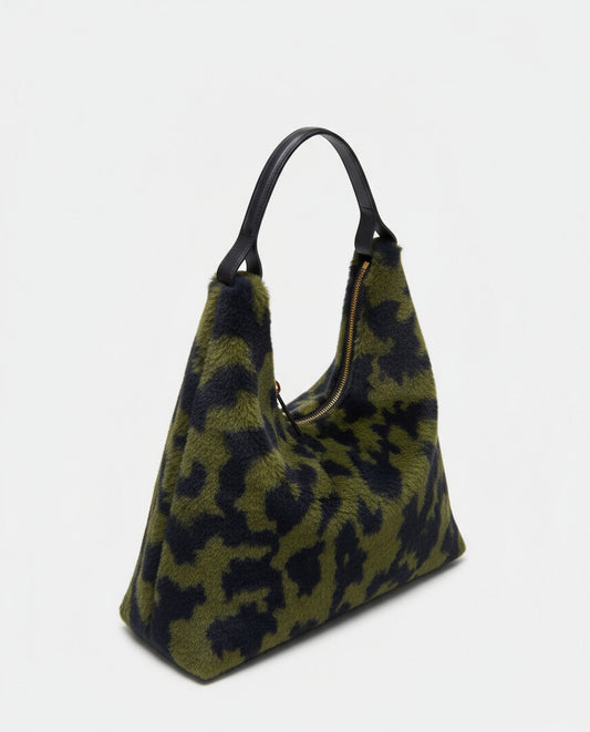 Printed fur bag Khaki