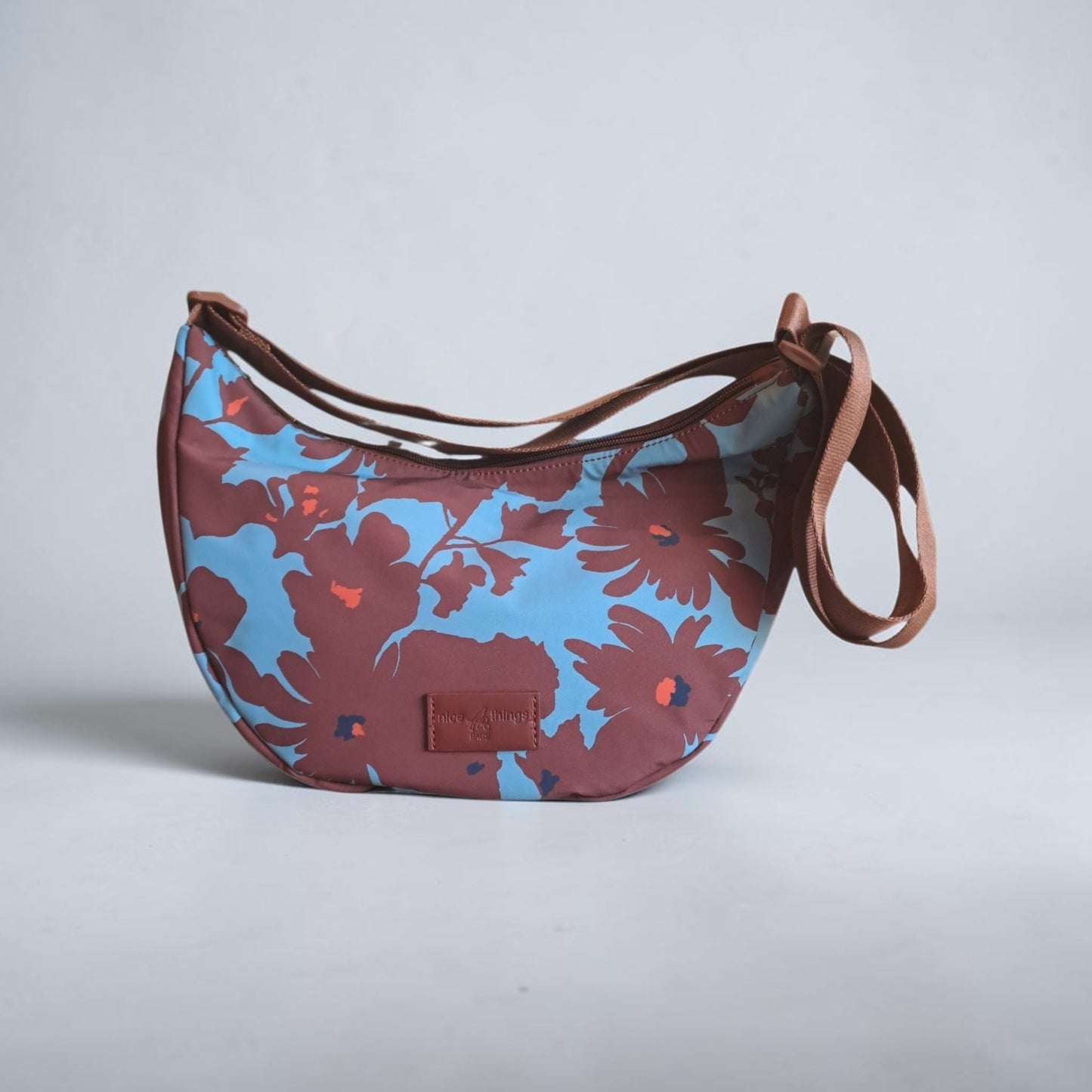 Printed half moon bag Turquoise
