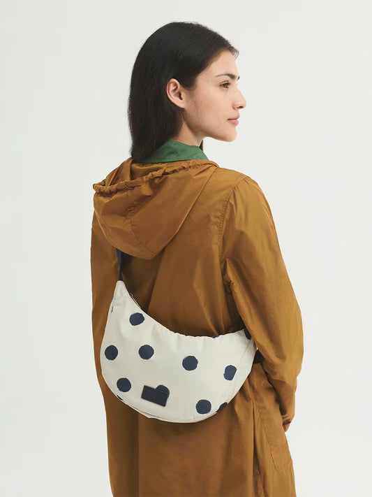 Half moon dots print bag Ecru