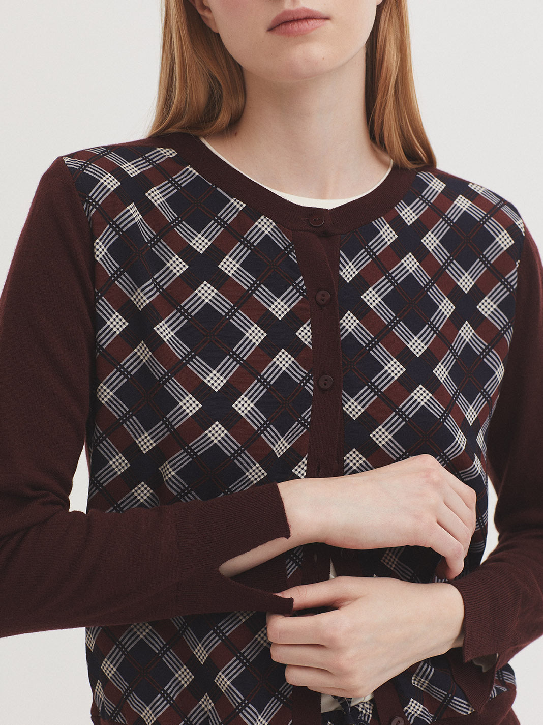 Printed knit cardigan