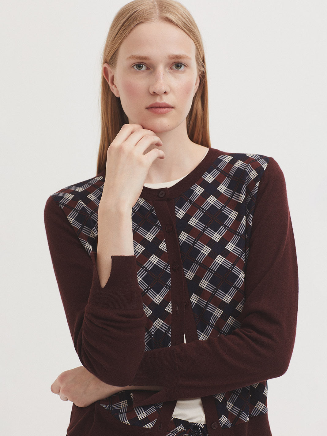 Printed knit cardigan