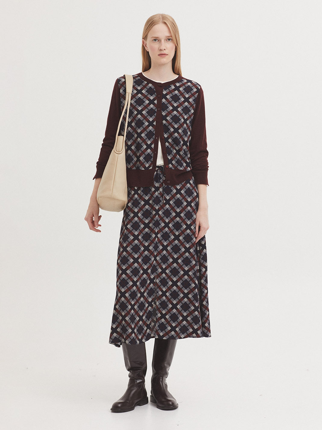 Printed knit cardigan