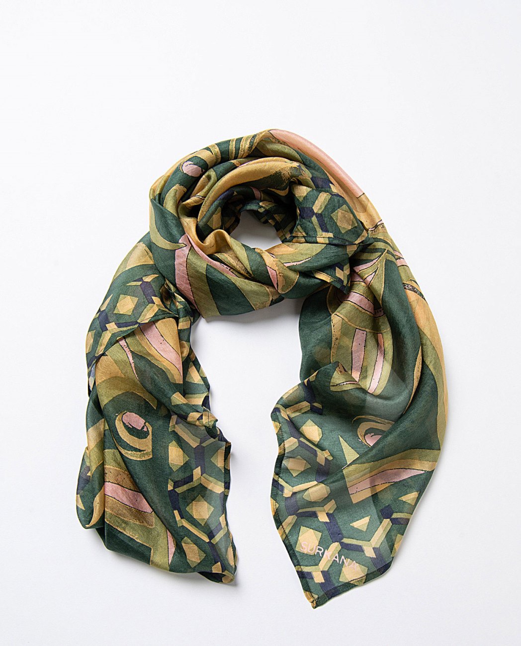 Printed square scarf Green