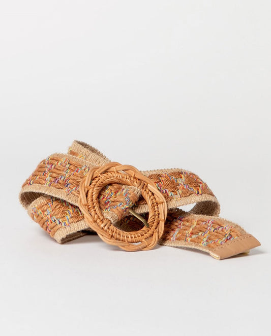 Raffia belt Camel