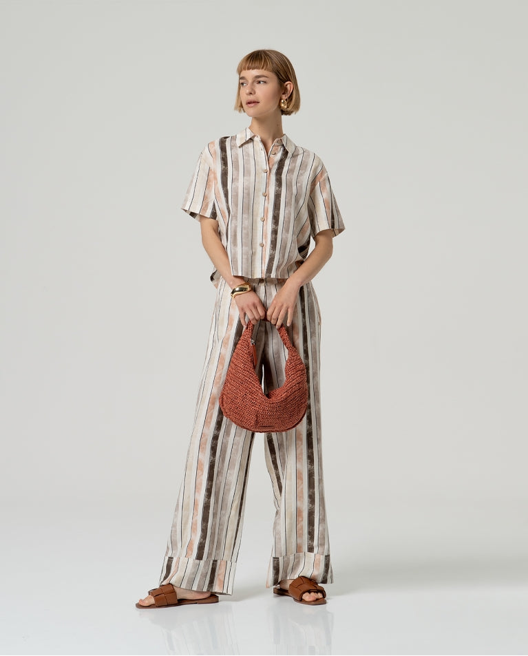Raffia shopper bag Coral