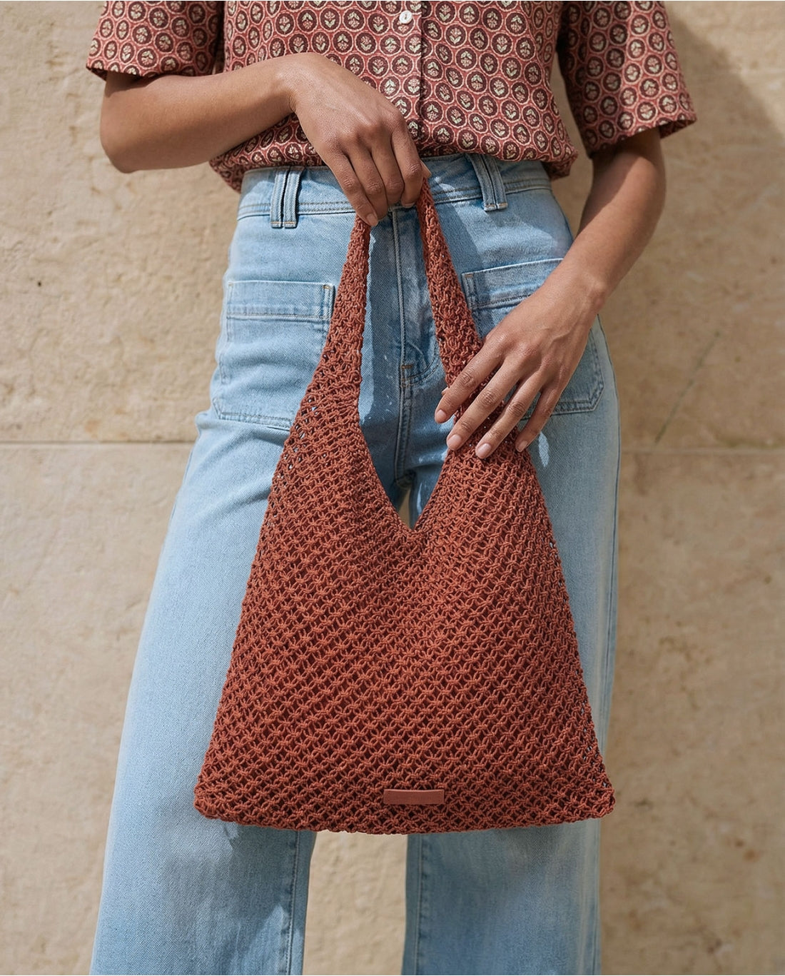 Raffia shoulder bag Coral