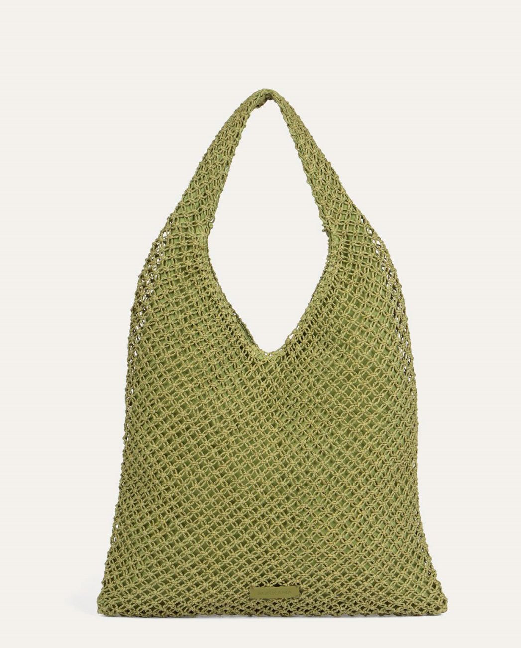 Light Green shoulder bag made of hand-woven raffia paper.