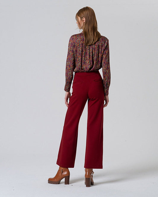 Straight pants with waistband detailing English Red
