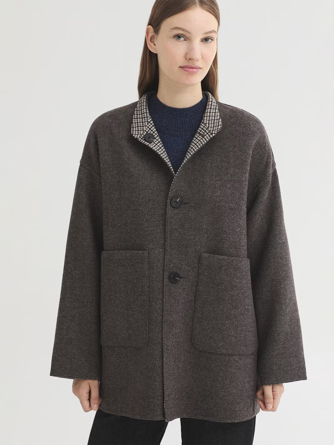 Reversible wool jacket Grey