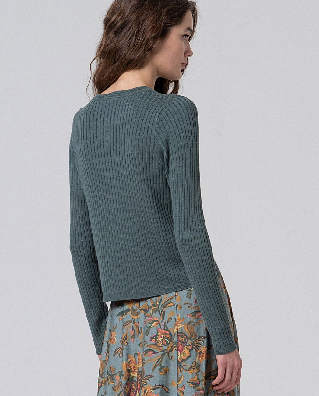 Ribbed cardigan Steel Blue