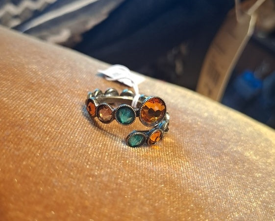 Ring adjustable green - orange