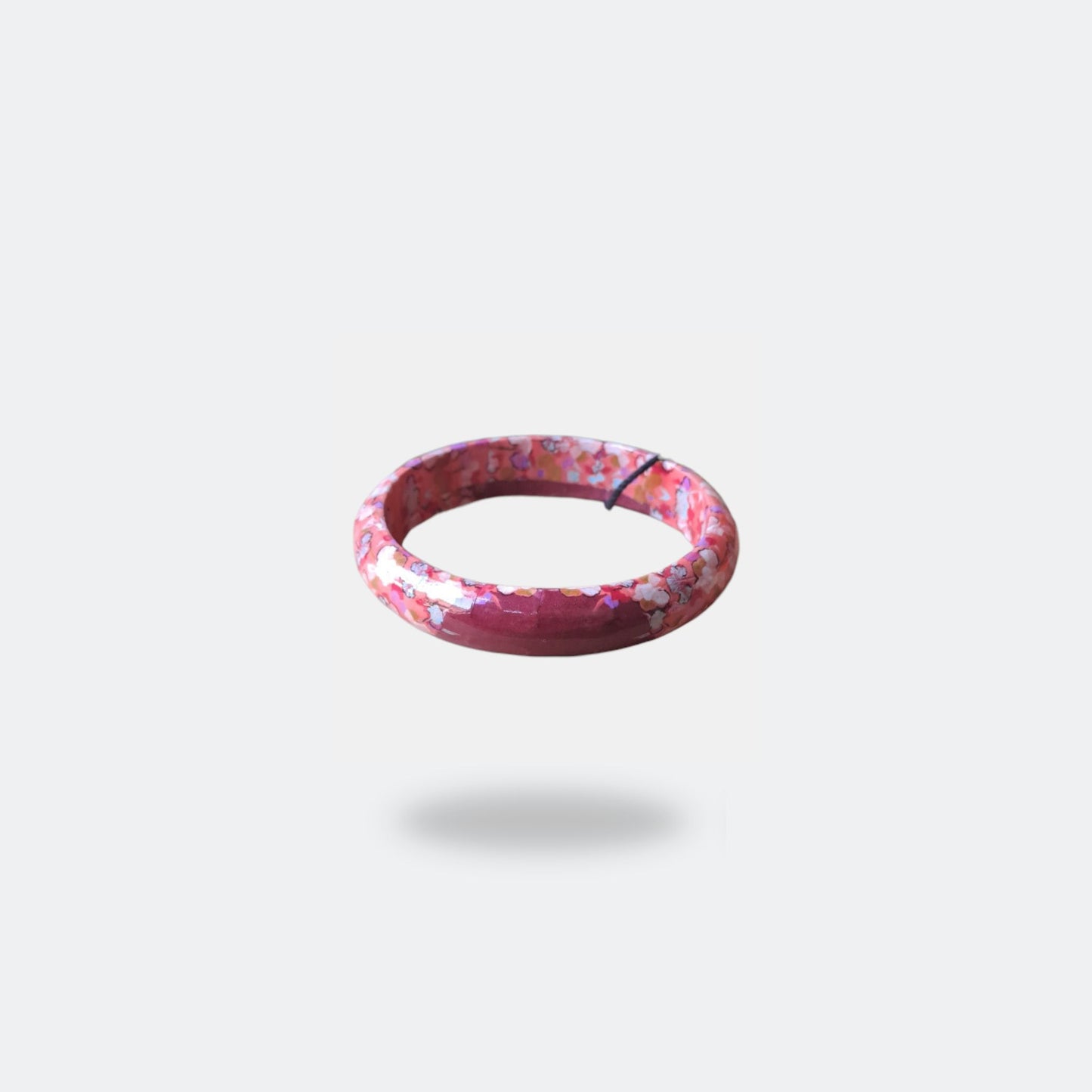 Flower print round bracelet Red