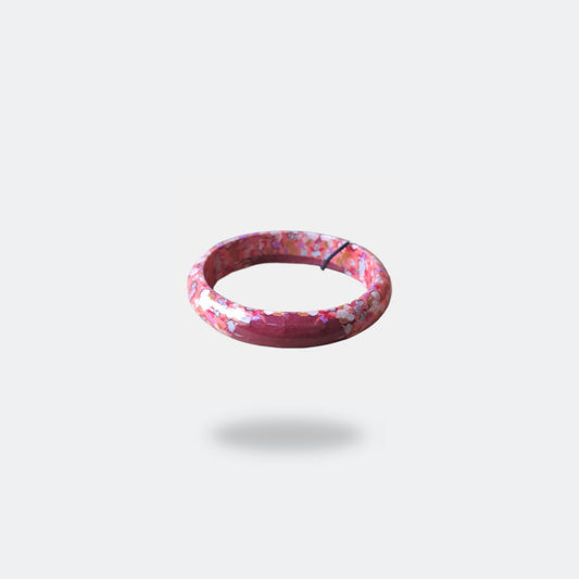 Flower print round bracelet Red