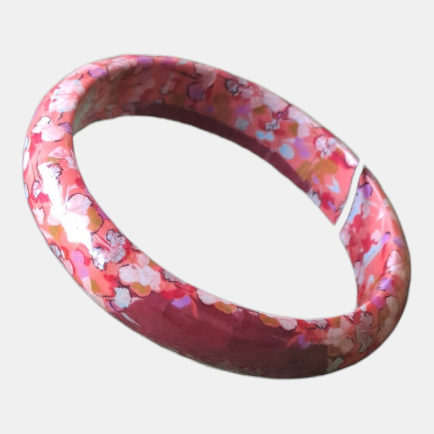 Flower print round bracelet Red