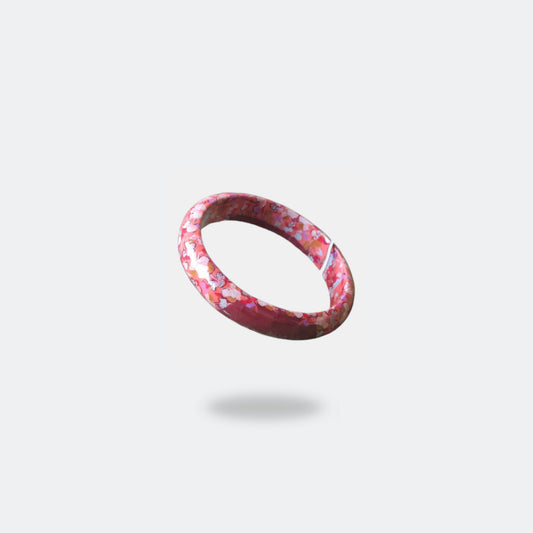 Flower print round bracelet Red