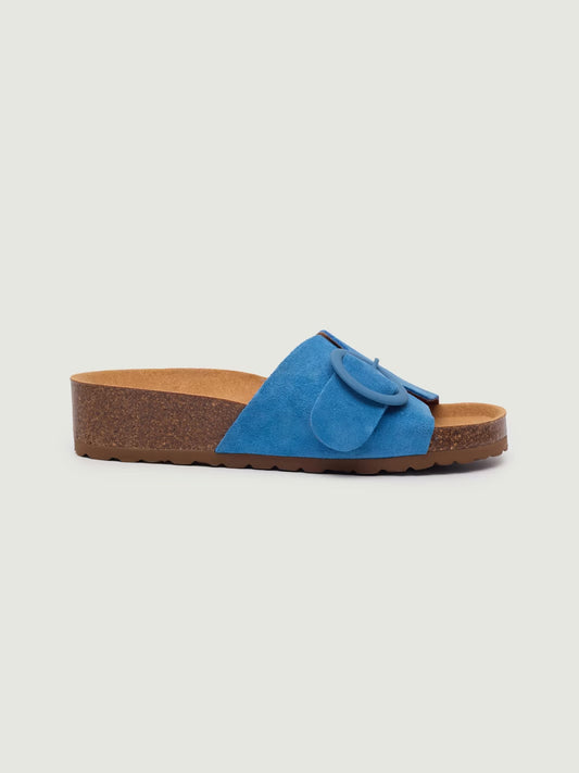 Bio leather wedge sandals Blue