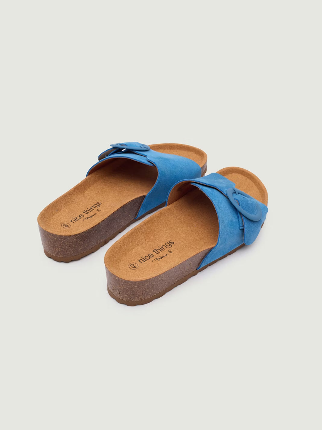 Bio leather wedge sandals Blue