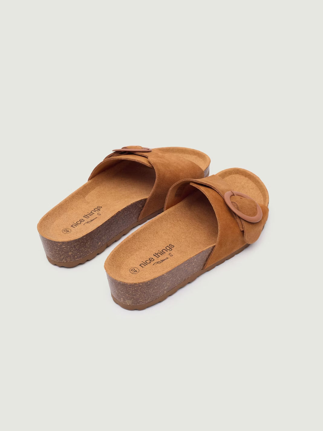 Bio leather wedge sandals Ochre