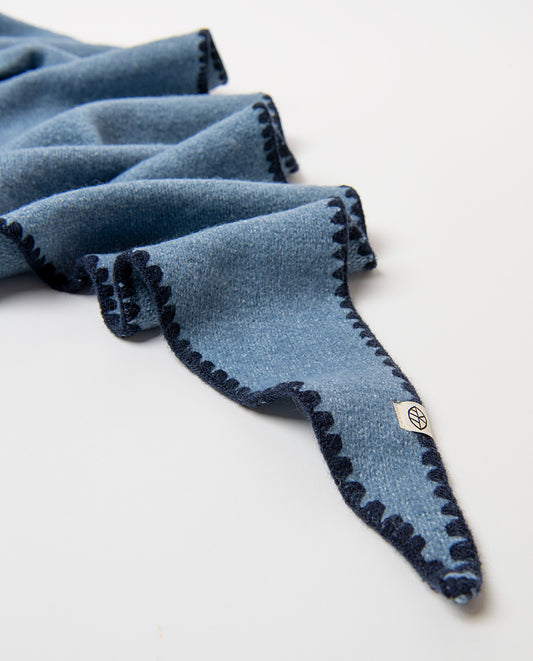 Scalloped knit bandana Dusty Blue