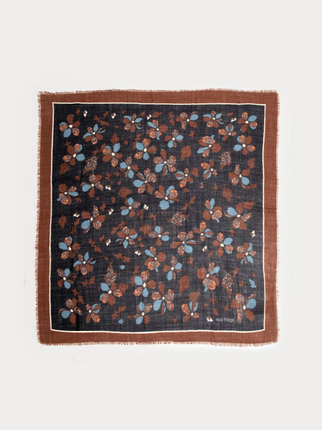 Geometric Flowers scarf Black