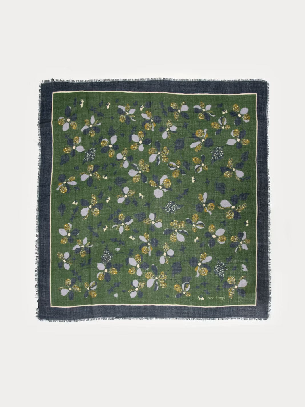 Geometric Flowers scarf Green
