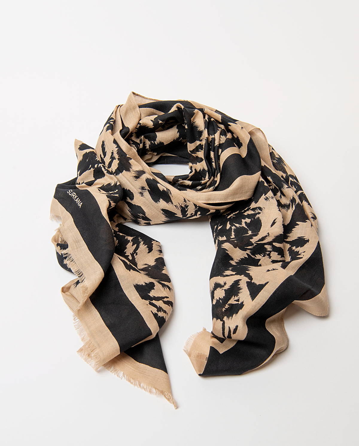 Scarf abstract print Black