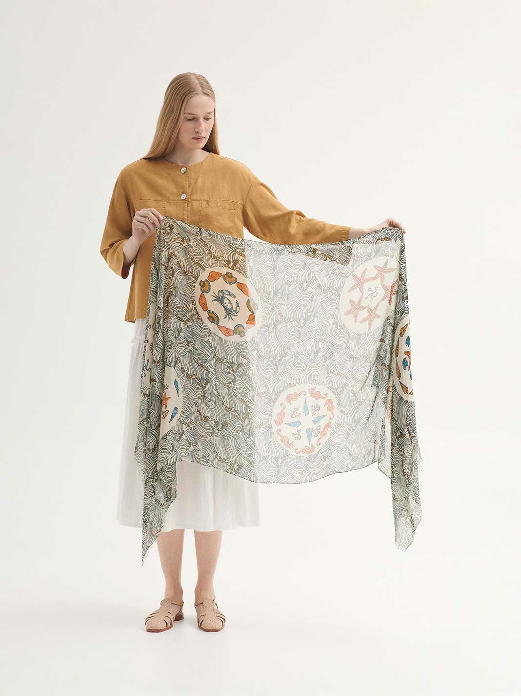 Aegean Sea scarf Ecru