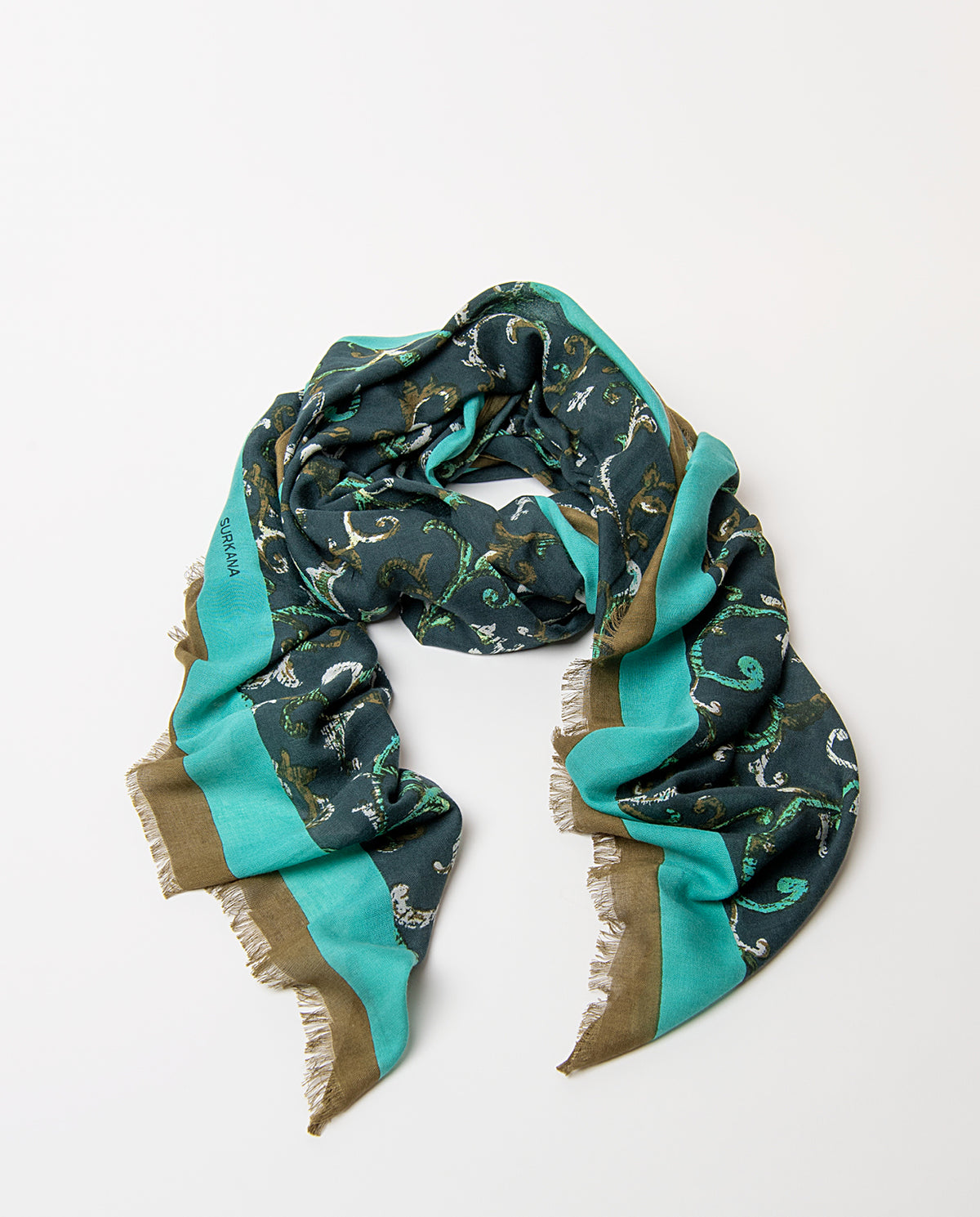 Scarf arabesque print Dark Green