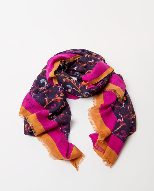 Scarf arabesque print Purple