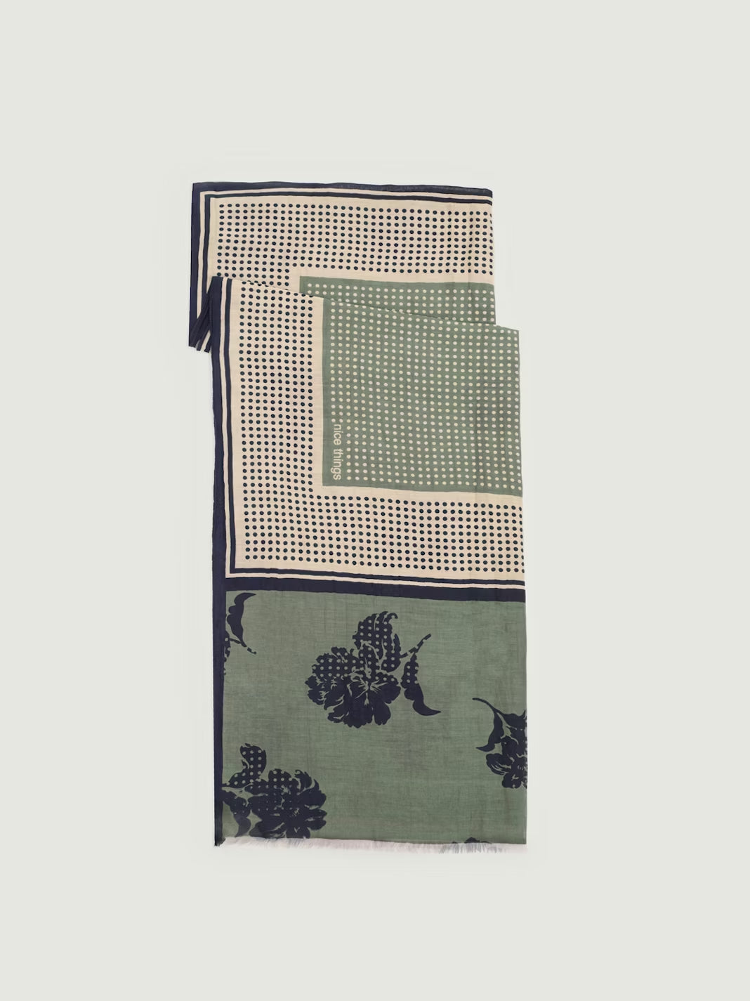 Dots & Flowers scarf Smoke Green