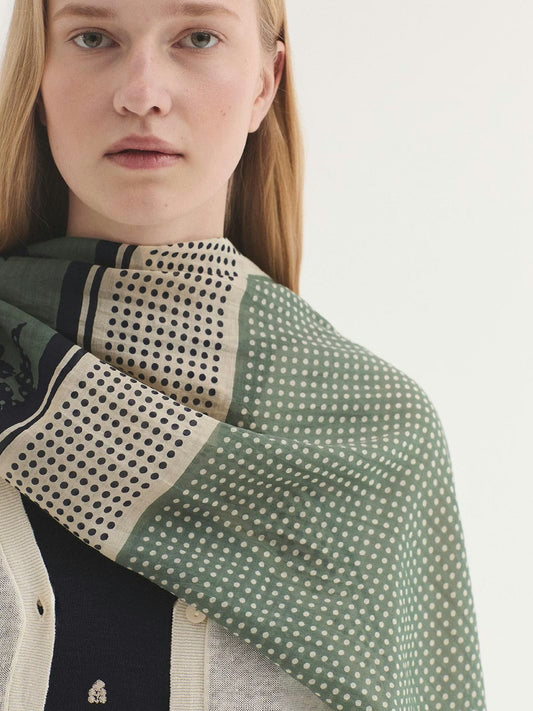 Dots & Flowers scarf Smoke Green