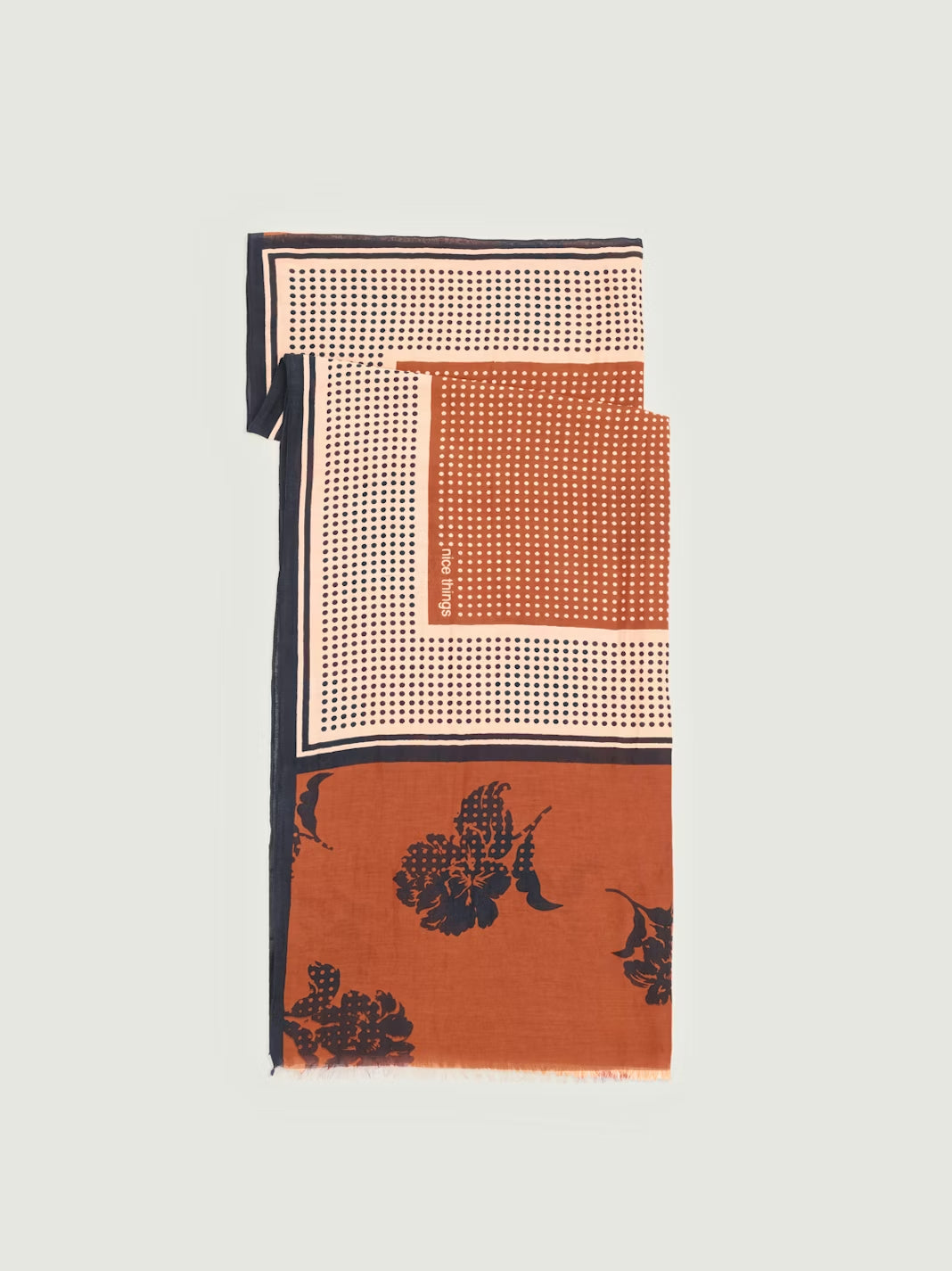 Dots & Flowers scarf Ochre