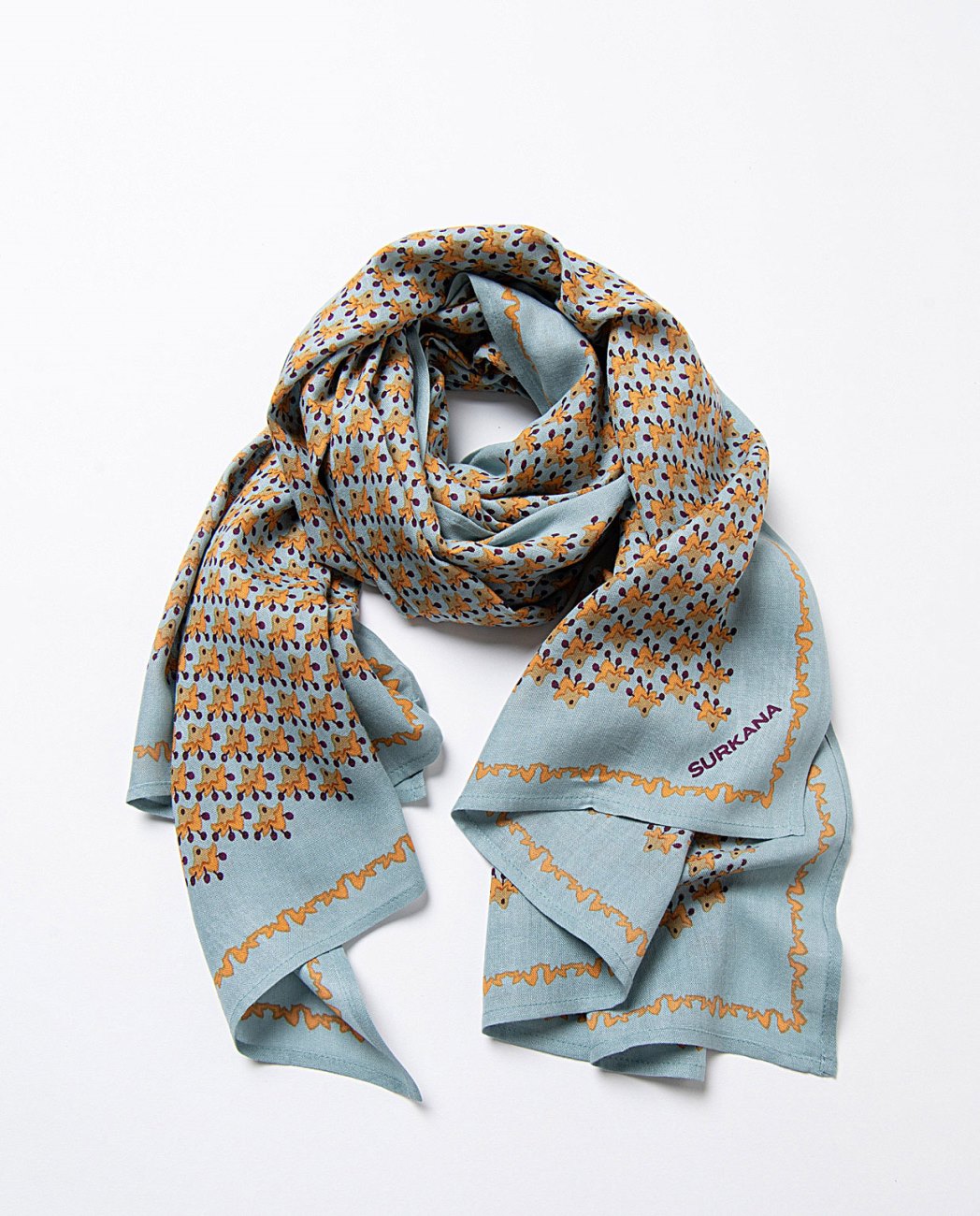 Printed rectangular scarf Light Blue