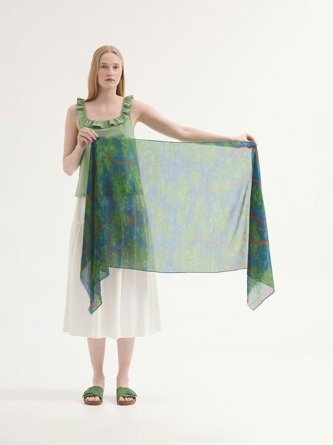 Pine Trees scarf Blue
