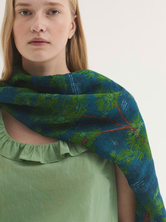 Pine Trees scarf Blue