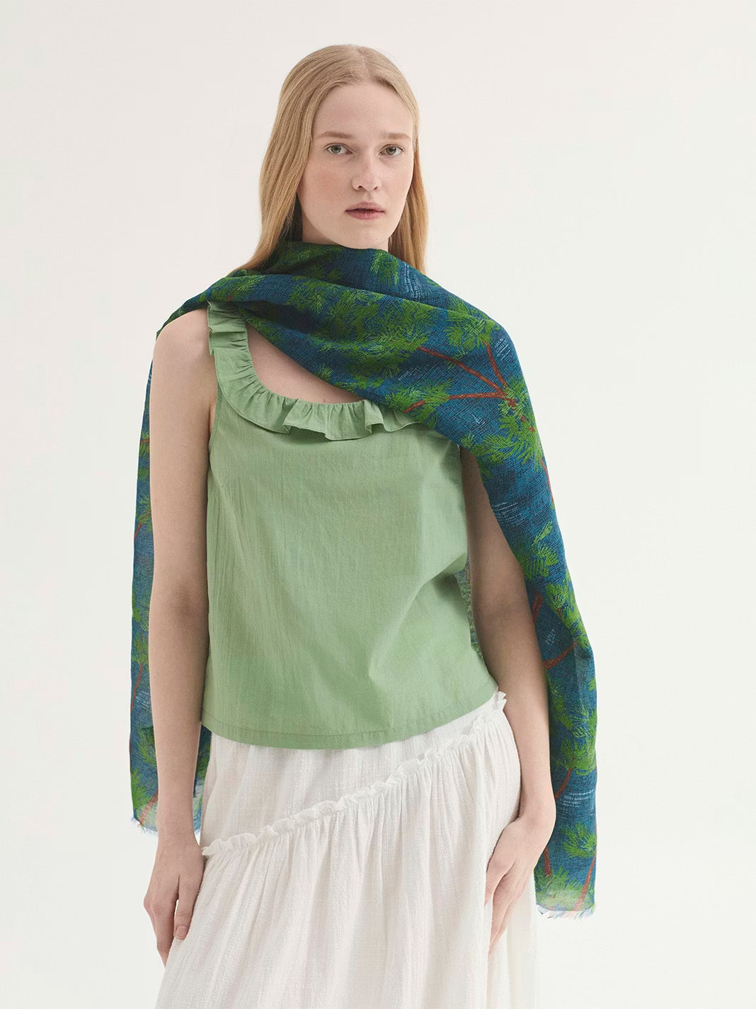 Pine Trees scarf Blue