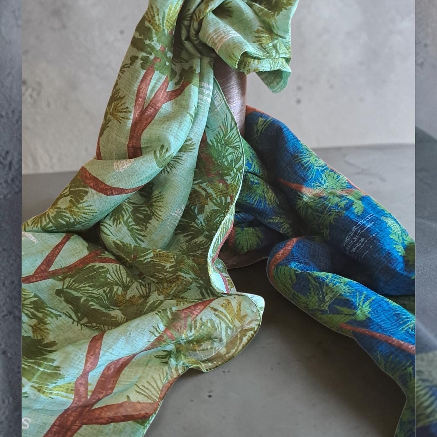Pine Trees cotton and silk foulard Green