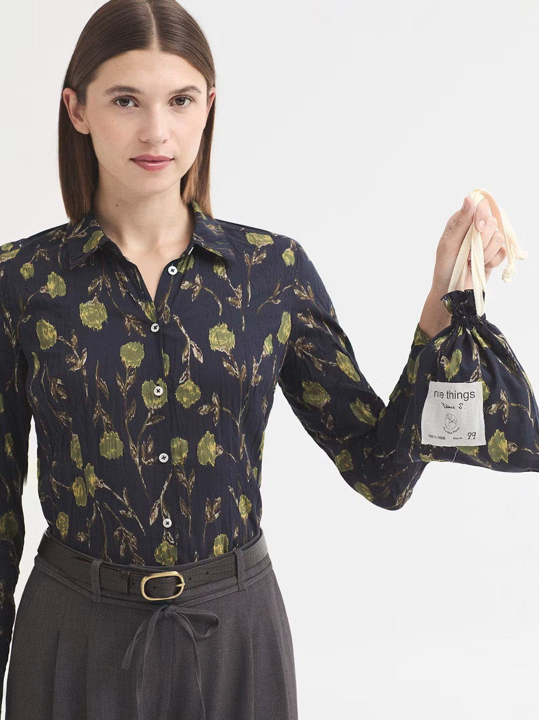 Shirt blurred flowers Navy