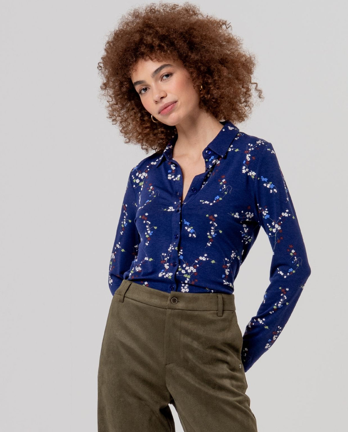 Shirt elastic floral Navy