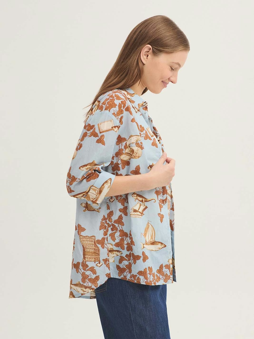 Midsummer Books print shirt Light Blue